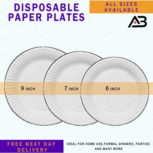Disposable white paper plates - white,