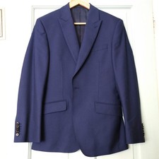 TM Lewin Wool Suit Jacket & Waistcoat, 36R, French Navy, Nice Cut, VGC