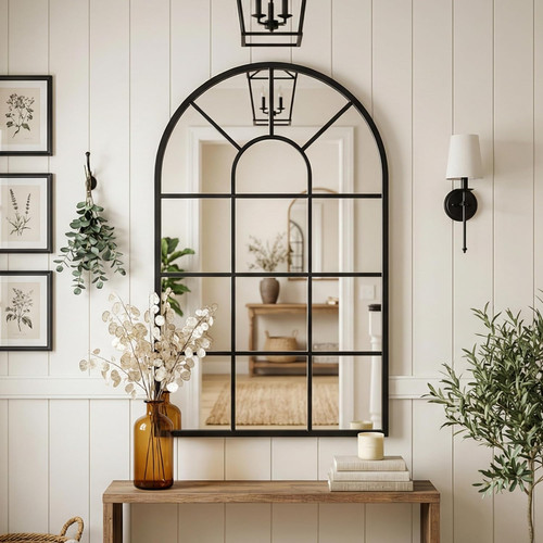 Black arched window mirror - arched, |