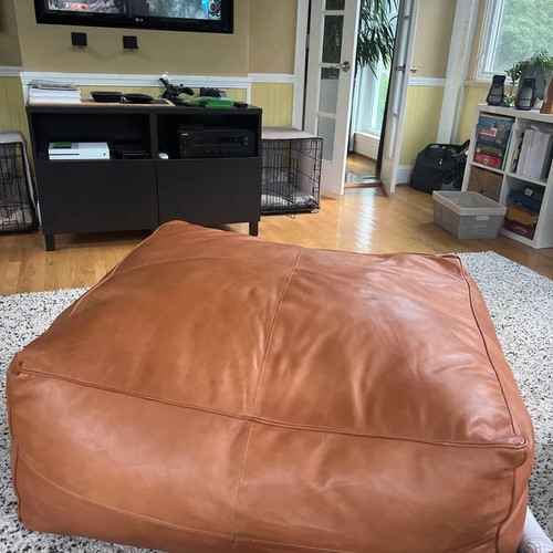 Leather pouffe handmade - leather,