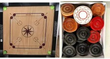 Carrom Board 26” x 26” Wooden Game FREE BEGINNER COINS & STRIKER INDOOR OUTDOOR