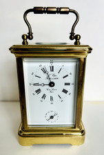 Beautiful fully working French Officers Carriage Clock, Lacquered Brass case VGC