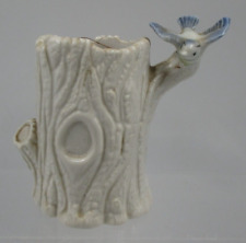 Wade England Porcelain White Tree Trunk with Blue Tit Bird Vintage Posy Vase