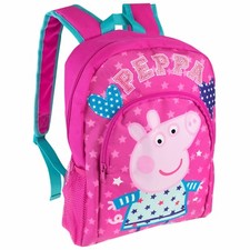 Peppa Pig Backpack Kids Girls Book Bag Backpack School Bag Pink Teal Stars Heart