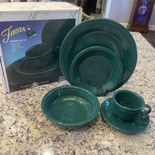 Fiesta Ware Evergreen 5 Piece Place Setting Retired Fiestaware NIB - HTF