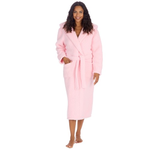 Ladies pink robe sherpa - pink,