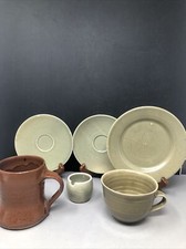 Leach Standard Ware & Crowan Pottery Damaged Includes Acorn Plate 6 Pieces #1634