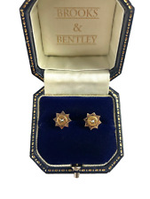 Seed Pearl Victorian Etruscan Revival Earrings 9ct Gold Stud Antique Earrings