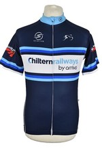 SCIMITAR Blue Cycling Shirt size M Mens Full Zip Short Sleeves 100% Polyester