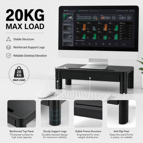 Adjustable monitor riser with - riser,