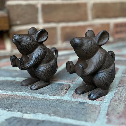 Cast iron mouse door stops - iron,