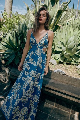 Zara blue floral dress with - zara,