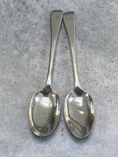 Pair of Antique Georgian Sterling Silver Spoons London 1818 by S.R & IED