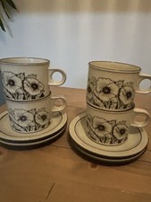 Set Of 4 Vintage Hornsea Lancaster Vitramic Cups Saucer Studio Pottery Rare 1970