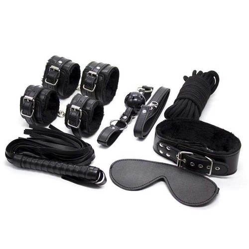 8pc black bondage set - 8pc,