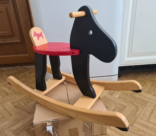 Vintage wooden rocking dog - vintage,