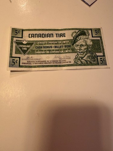 Canadian tire money 5cents