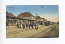 1916 Austria Hungary Colour Chart Station Szeged with Steam Locomotive