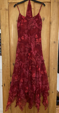 Gina Bacconi Vintage Wedding Prom Red dress handkerchief hem matching shawl 10