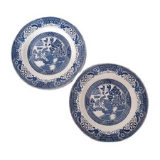 2 x Ironstone Old Willow Side Plates Washington Pottery Staffordshire 6.7ins VGC