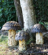 Large Rustic "Rivendale" Enchanted Mushroom Garden Sculpture - 29cm