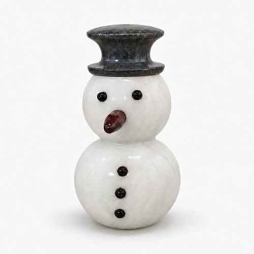 White marble stone snowman - stone,