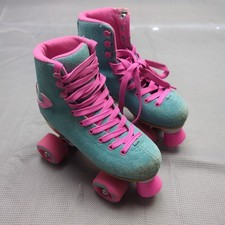 Osprey Retro Quad Skates Womens EU34 35 UK 2 Pink High Top Roller 70 Style Suede