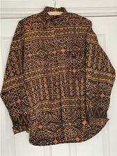 Balinese Hand Made Jacket/Shirt - !00% Cotton Hand Woven Batik Fabric Unisex L