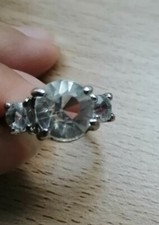 Cubic Zirconia Ring Size Large used silver colour Primark Christmas present