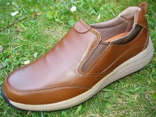 Clarks WAVE WALK Un Coast Step Dark Tan Leather Shoe Men WIDE-FIT UK-7 H EU-41 W