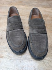 Mr P Mr Porter Olive Suede Loafers UK 10 Rubber Lug Commando Sole (like Vinny's)