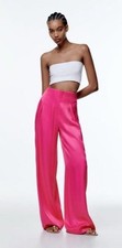 ZARA Pink Satin Wide Leg