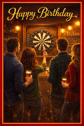 Darts birthday card - birthday, or