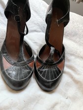 Black & Tan T-Bar Shoes By