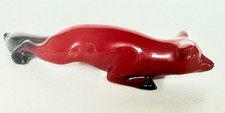 Royal Doulton Flambé Slinking Fox Figurine 6" – Deep Red with Dark Highlights