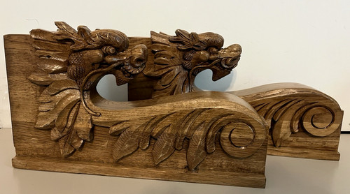 Vintage oak wood corbel - (2),