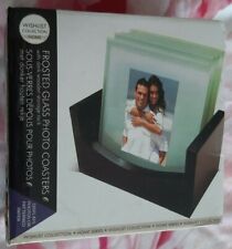 4x Frosted Glass Picture Coasters Brand New & in Excellent & Very Clean Conditio