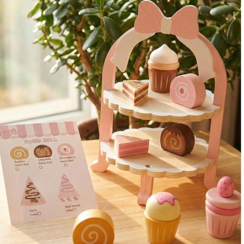 Wooden play food dessert set - play,
