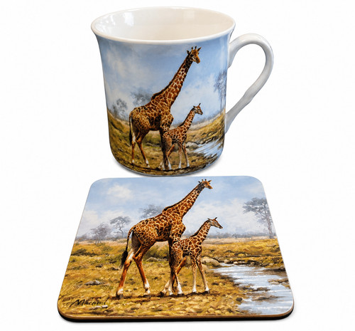 Giraffe mug coaster gift set - mug,