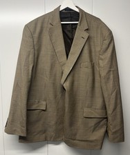Marks and Spencer M&S Blazer Jacket Mens Check Brown Beige Chest 52” Medium