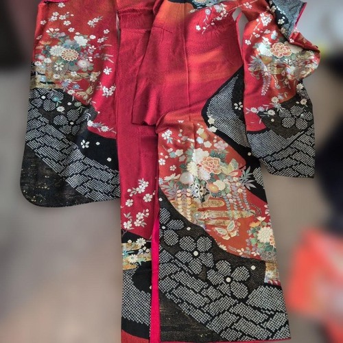 Furisode kimono red and - kimono,