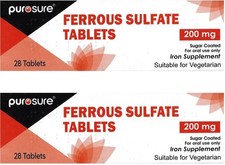 2 x  FERROUS SULPHATE 200mg
