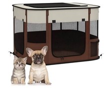 PawHut Dog Pen, Pet Playpen, Portable Foldable Soft Plaype74 x 60 x 45cm - Brown