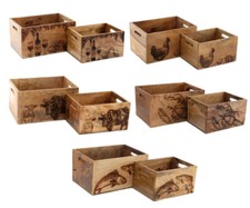 VINTAGE SET OF TWO RUSTIC WOODEN STORAGE CRATES BOXES