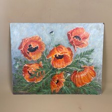 Vintage Floral Oil Painting Picture Poppy Field Poppies Unframed Wall Art
