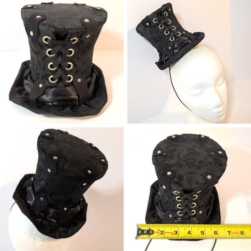 Black fascinator mini top hat - black,