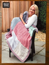 Rico knitting pattern aran large textured patchwork blanket