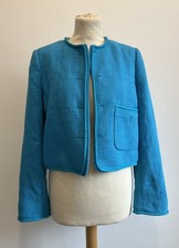 Me+ Em Boucle Jacket UK Size 8 Aqua Blue Pockets Cropped *Needs Buttons*