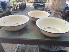 Vintage Large Cream Enamel Bath Wash Bowl Planter Trough Tub