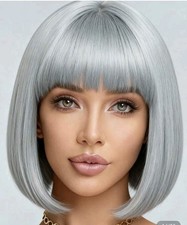 12-Inch Silver Grey Bob Wig